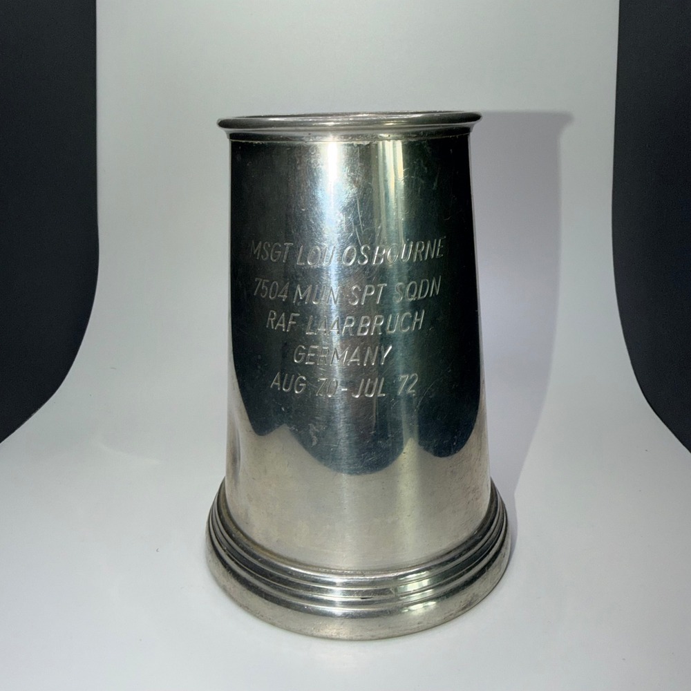 English Pewter Glass Bottom Tankard RAF Laarbruch Germany Military‎ Engraved Mug